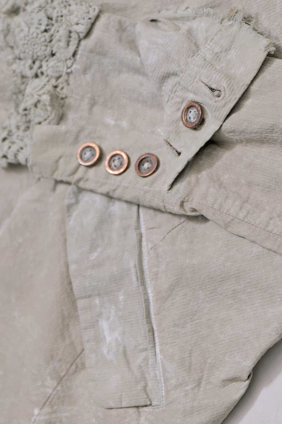 【RUNDHOLZ】 GRUNGE COTTON LACE &amp; STRETCH JACKET _LINEN FOG