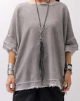 【sanctamuerte】BACK DRAPE&COTTON LIGHT SWEAT TOP S04/M1_GREY
