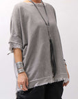 【sanctamuerte】BACK DRAPE&COTTON LIGHT SWEAT TOP S04/M1_GREY