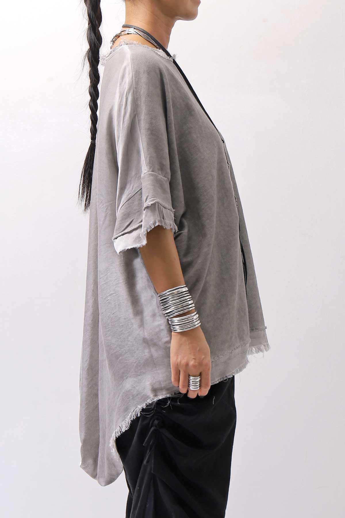 【sanctamuerte】BACK DRAPE&amp;COTTON LIGHT SWEAT TOP S04/M1_GREY
