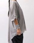 【sanctamuerte】BACK DRAPE&COTTON LIGHT SWEAT TOP S04/M1_GREY