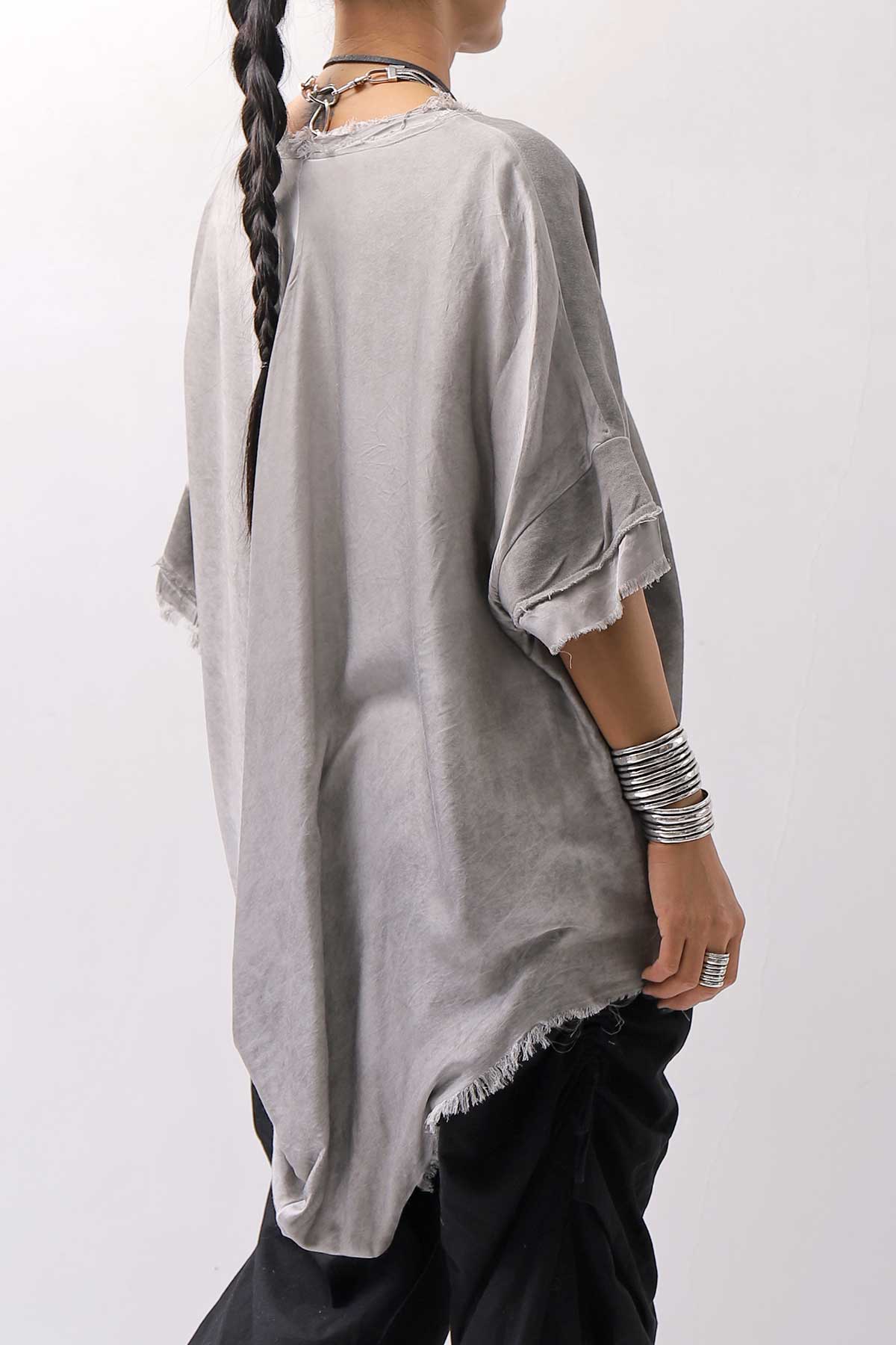 【sanctamuerte】BACK DRAPE&amp;COTTON LIGHT SWEAT TOP S04/M1_GREY