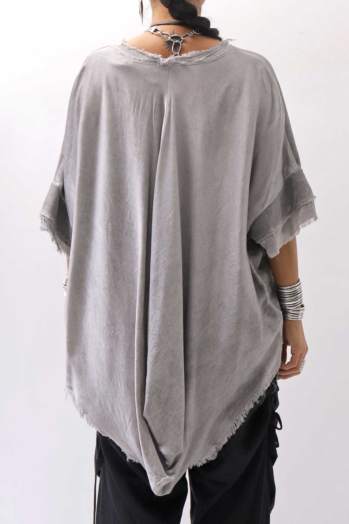 【sanctamuerte】BACK DRAPE&amp;COTTON LIGHT SWEAT TOP S04/M1_GREY