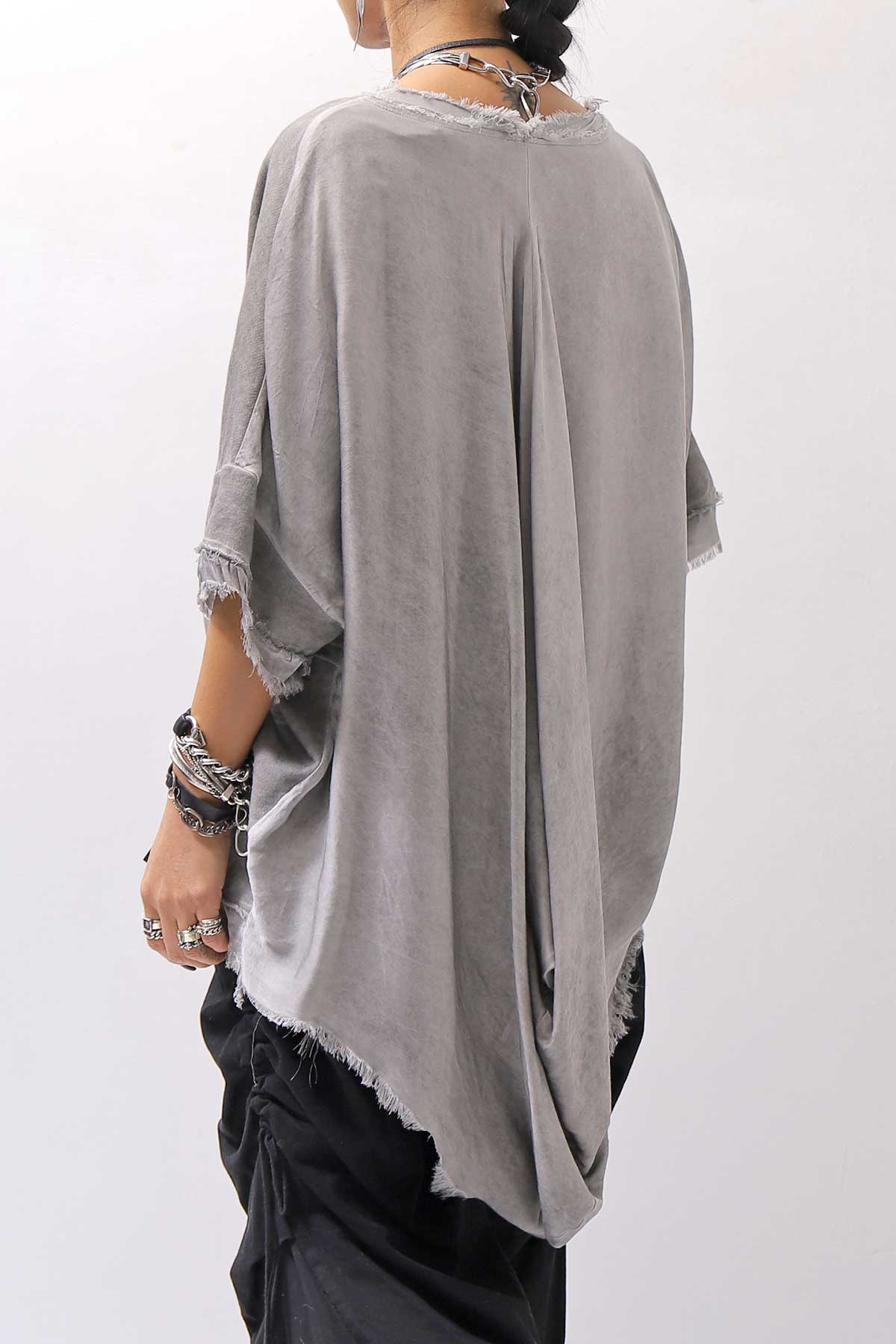【sanctamuerte】BACK DRAPE&amp;COTTON LIGHT SWEAT TOP S04/M1_GREY