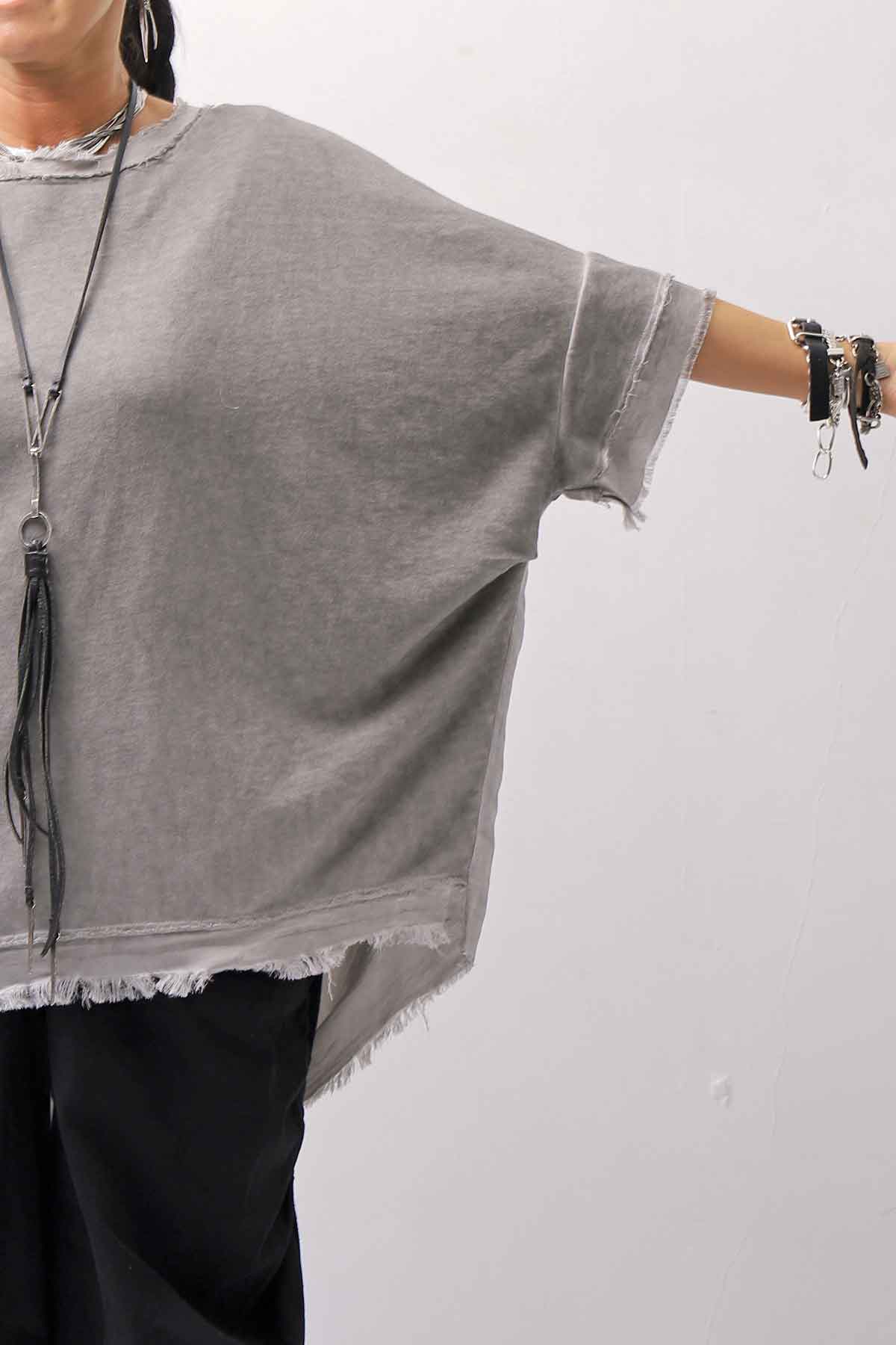【sanctamuerte】BACK DRAPE&amp;COTTON LIGHT SWEAT TOP S04/M1_GREY