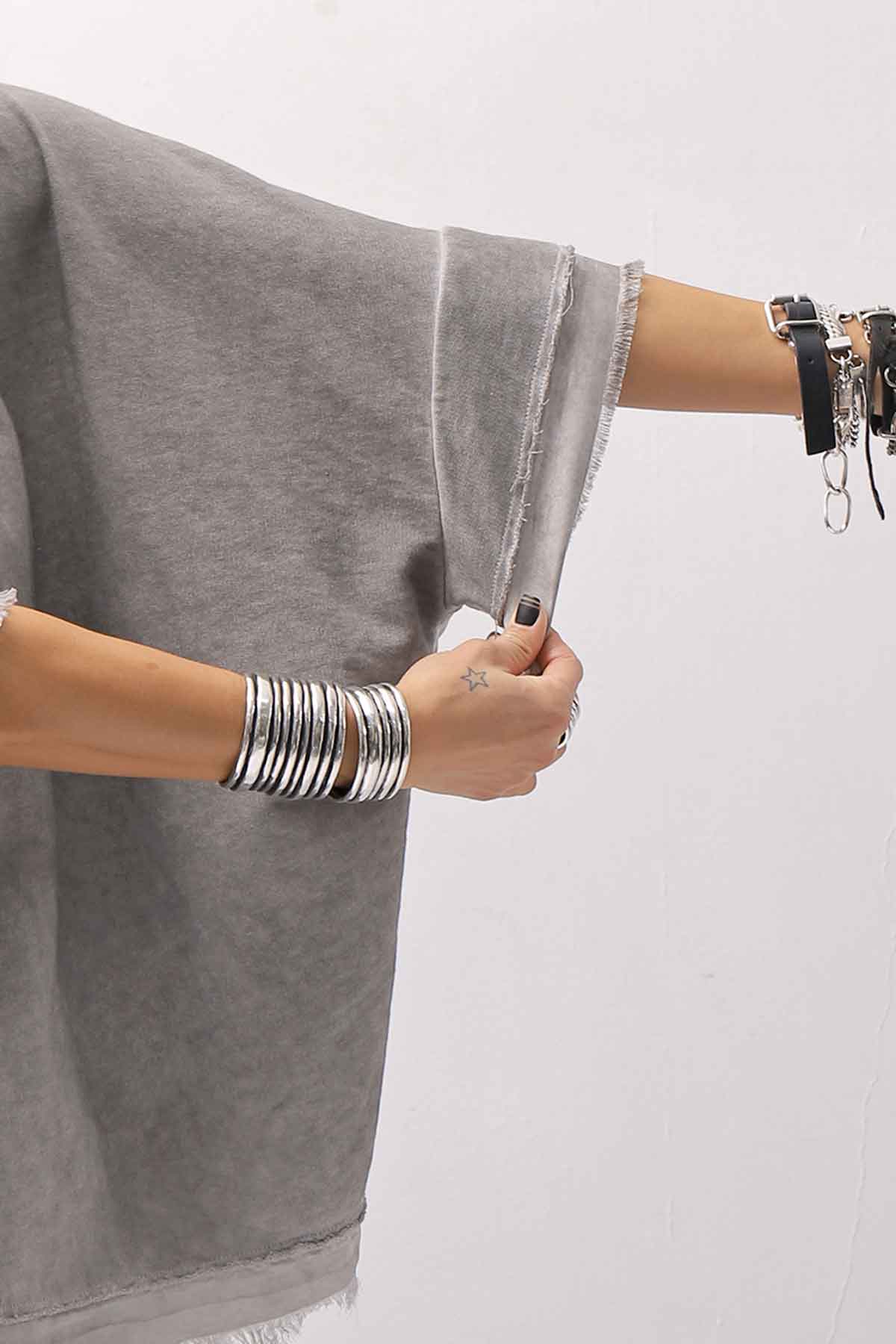 【sanctamuerte】BACK DRAPE&amp;COTTON LIGHT SWEAT TOP S04/M1_GREY