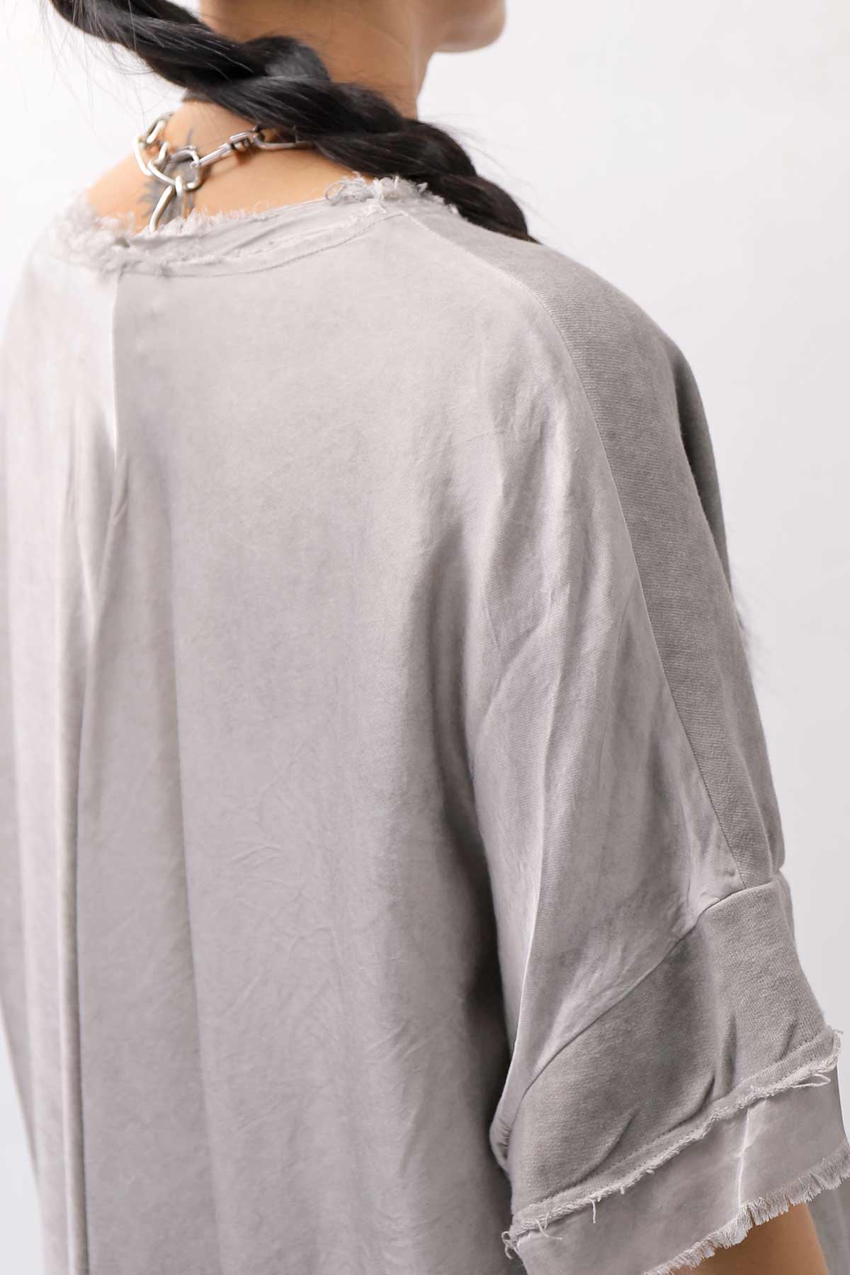 【sanctamuerte】BACK DRAPE&amp;COTTON LIGHT SWEAT TOP S04/M1_GREY