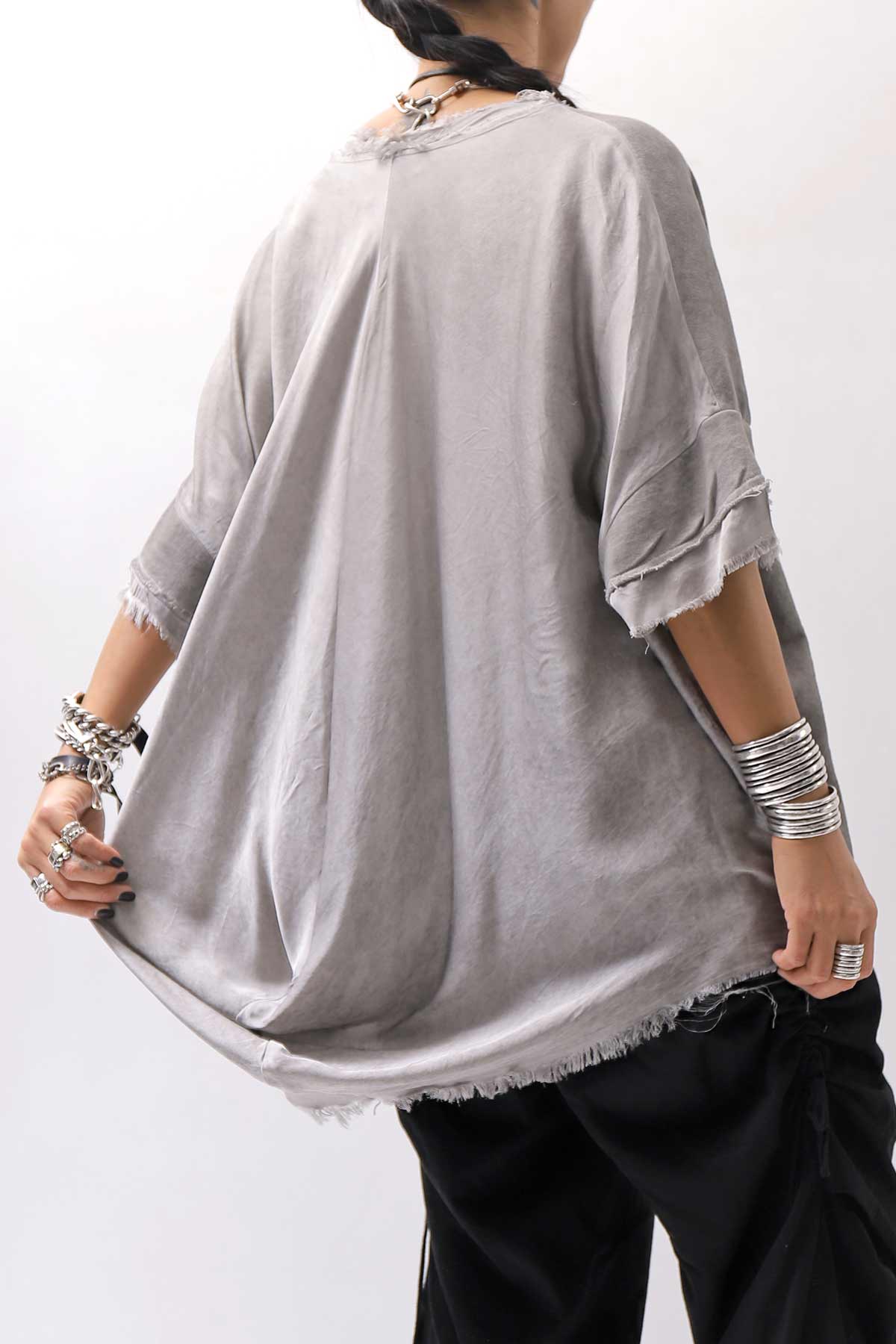 【sanctamuerte】BACK DRAPE&amp;COTTON LIGHT SWEAT TOP S04/M1_GREY