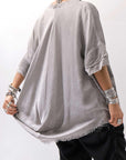 【sanctamuerte】BACK DRAPE&COTTON LIGHT SWEAT TOP S04/M1_GREY