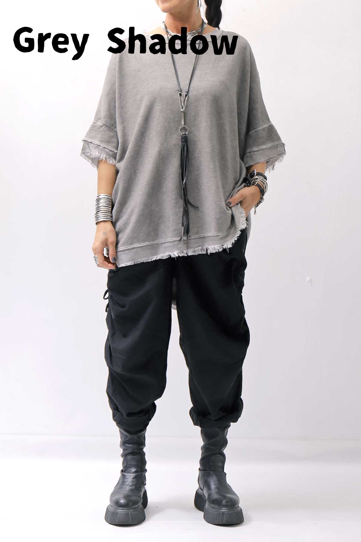 【sanctamuerte】BACK DRAPE&amp;COTTON LIGHT SWEAT TOP S04/M1_GREY