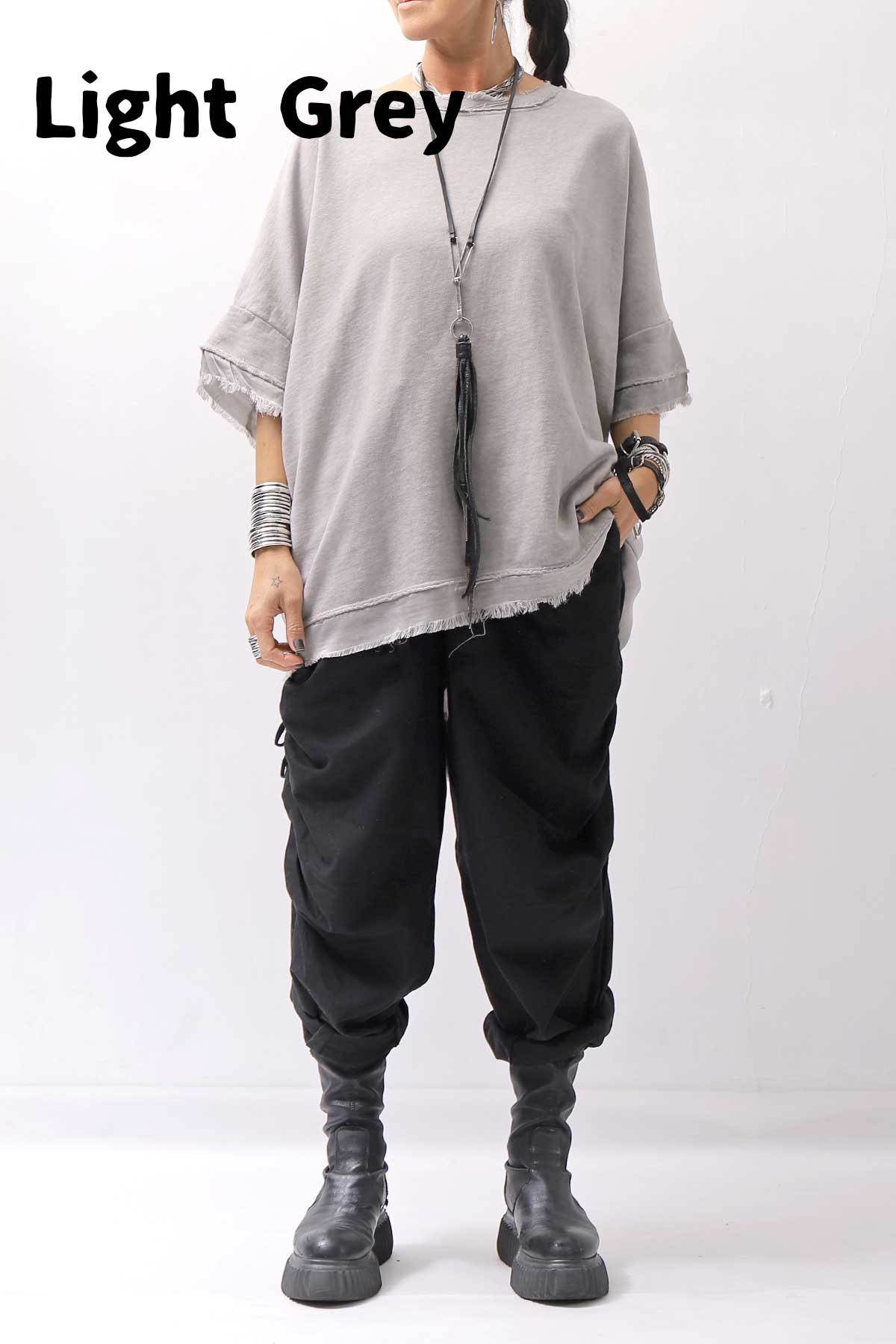 【sanctamuerte】BACK DRAPE&amp;COTTON LIGHT SWEAT TOP S04/M1_GREY