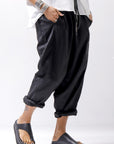 【studio b3】 UNISEX LIGHT COTTON SARROUEL PANTS BZB1668_BLACK