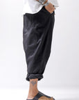 【studio b3】 UNISEX LIGHT COTTON SARROUEL PANTS BZB1668_BLACK
