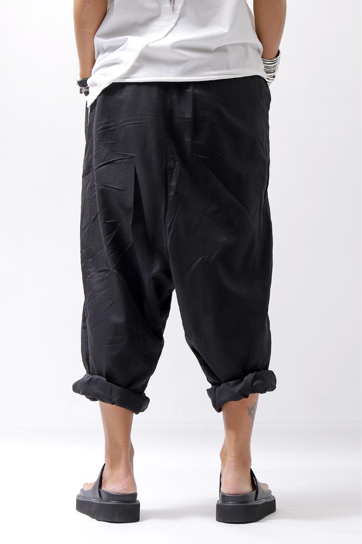 【studio b3】 UNISEX LIGHT COTTON SARROUEL PANTS BZB1668_BLACK