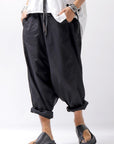 【studio b3】 UNISEX LIGHT COTTON SARROUEL PANTS BZB1668_BLACK