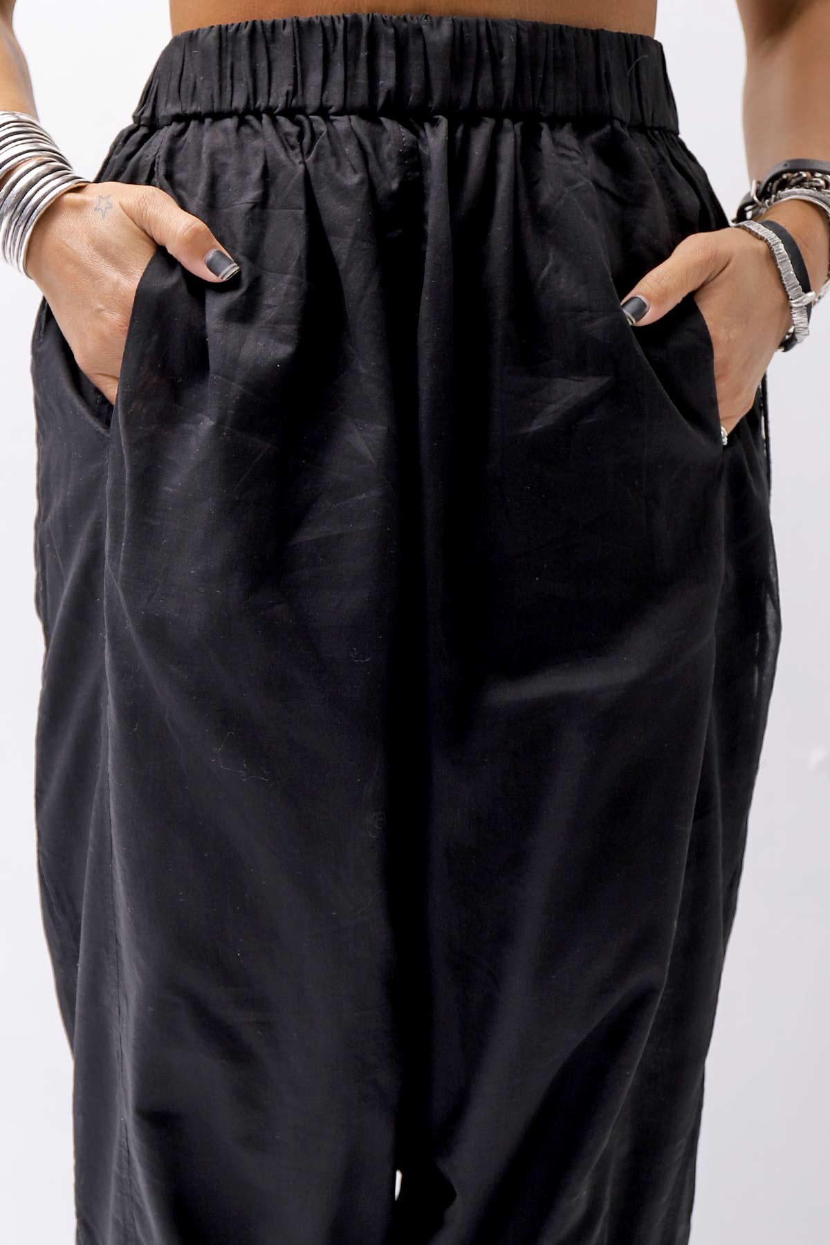 【studio b3】 UNISEX LIGHT COTTON SARROUEL PANTS BZB1668_BLACK