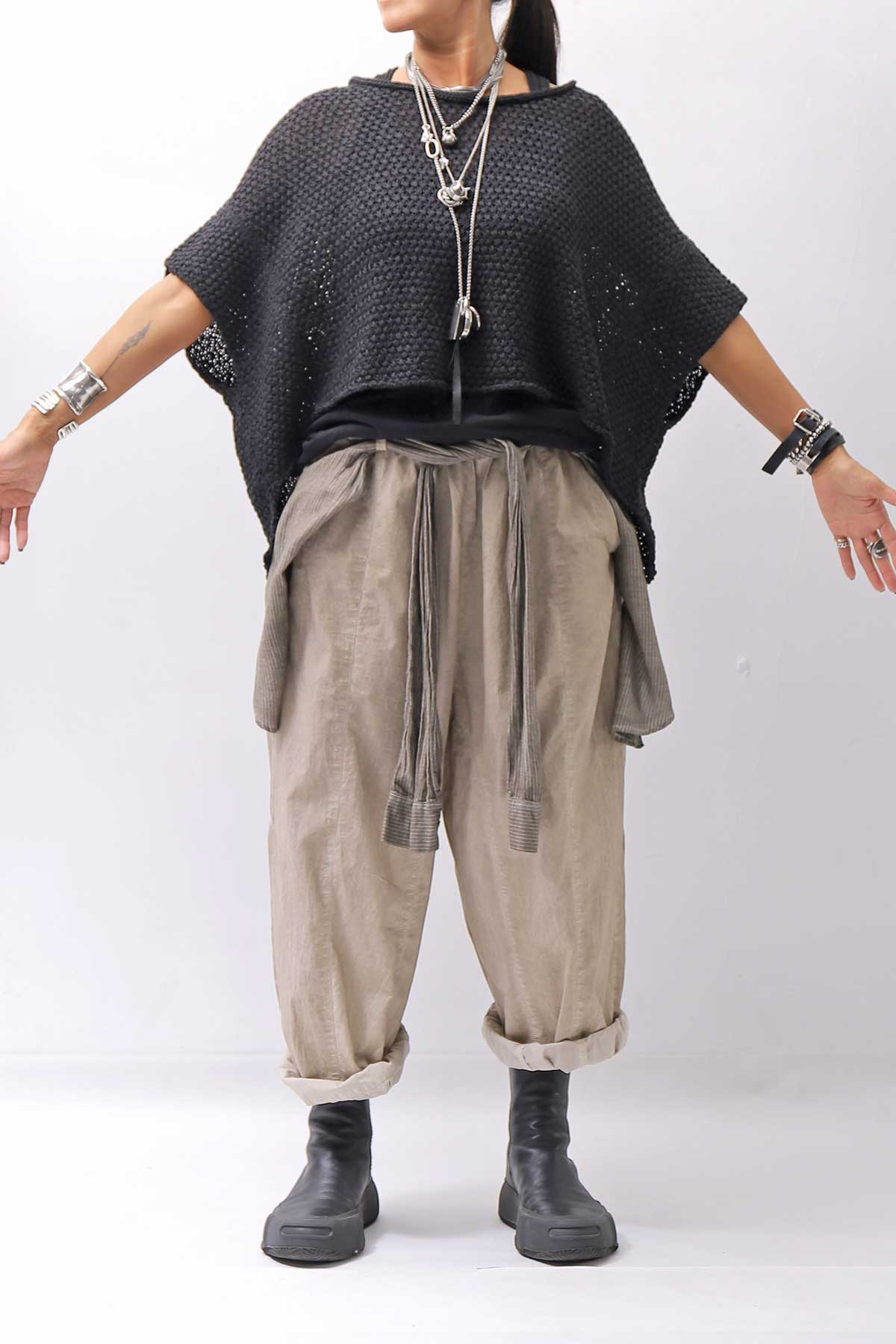 【RUNDHOLZ】 COTTON MESH KNIT TOPS _BLACK