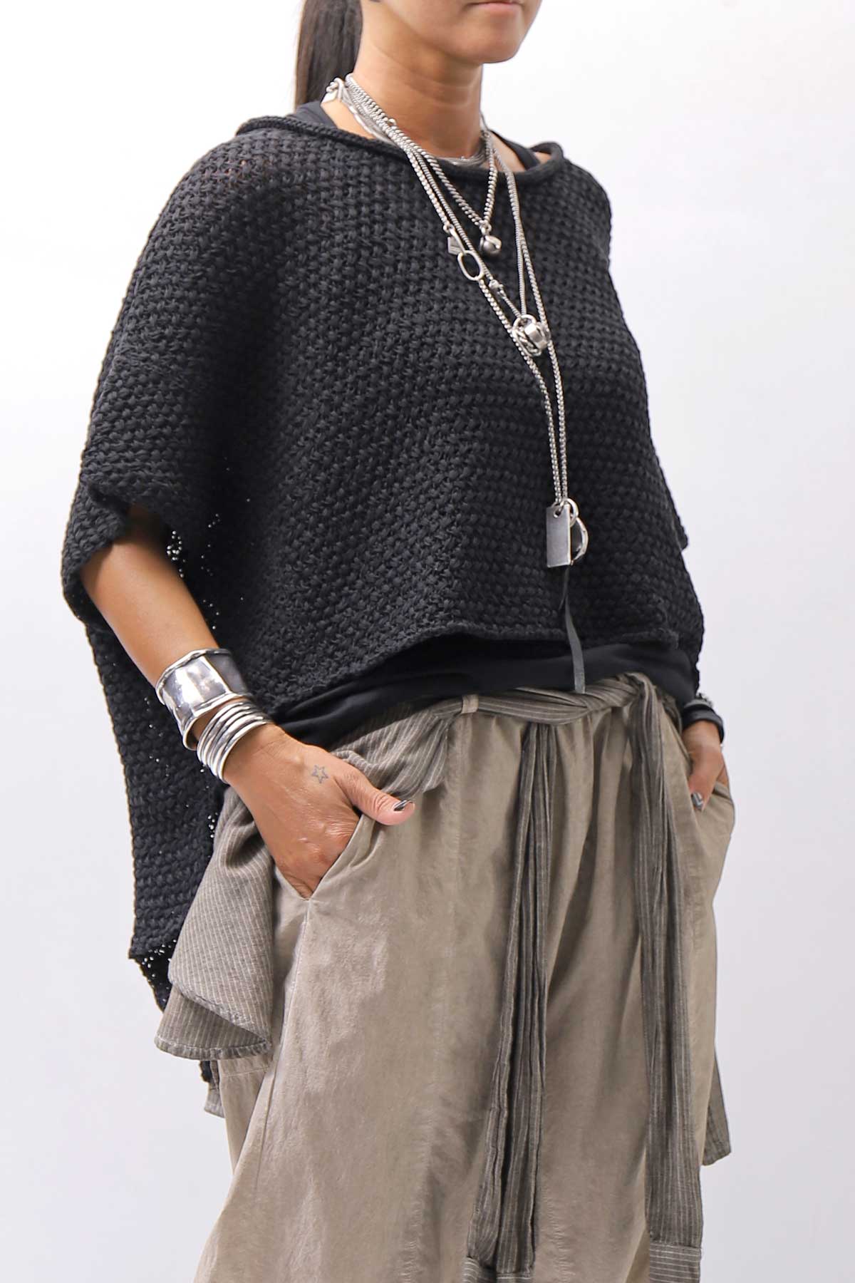 【RUNDHOLZ】 COTTON MESH KNIT TOPS _BLACK