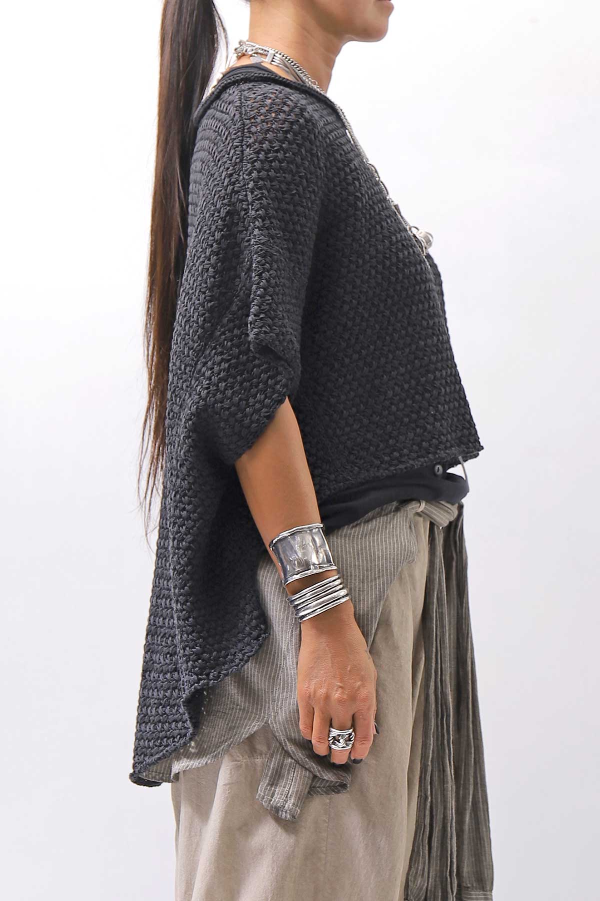 【RUNDHOLZ】 COTTON MESH KNIT TOPS _BLACK