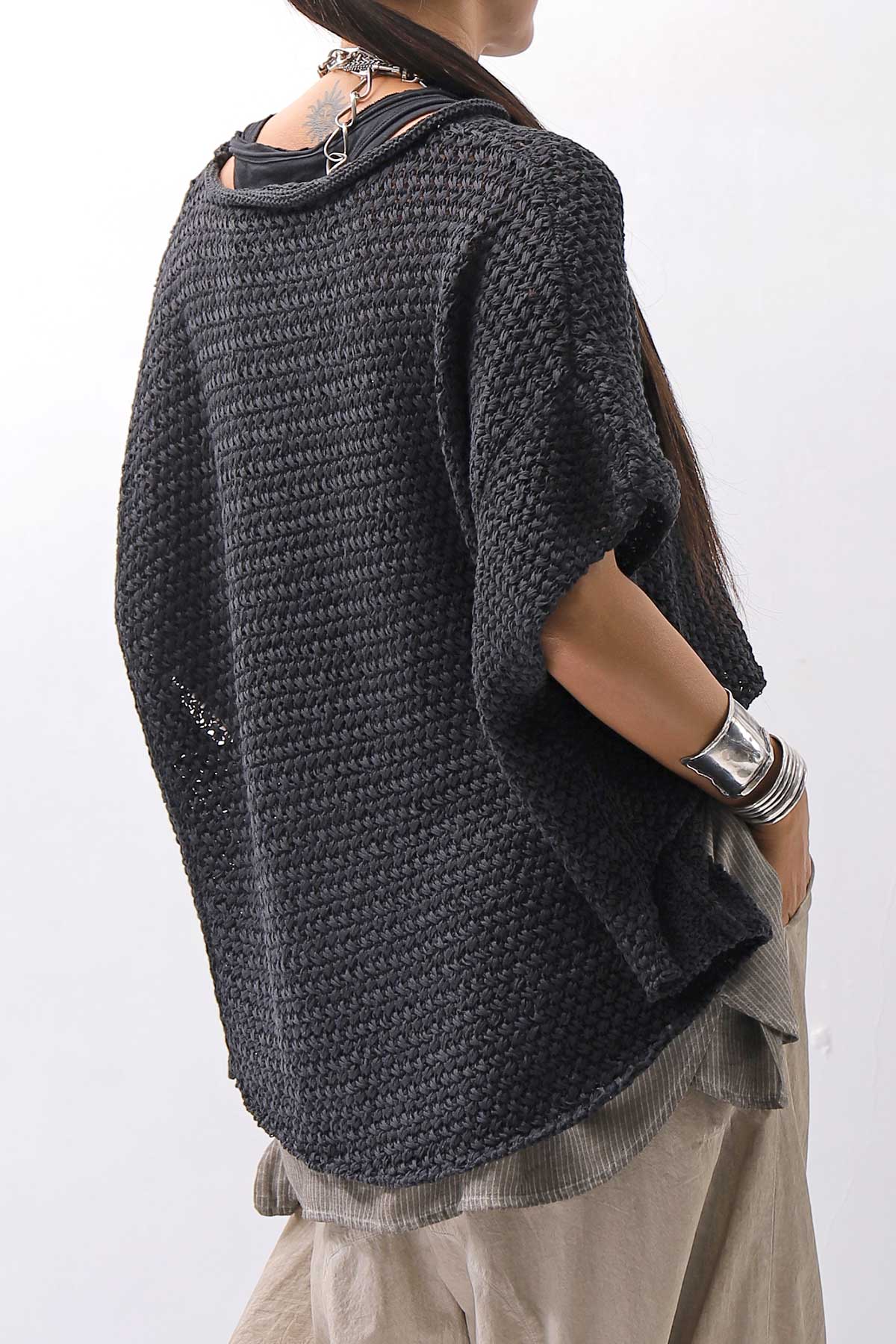 【RUNDHOLZ】 COTTON MESH KNIT TOPS _BLACK