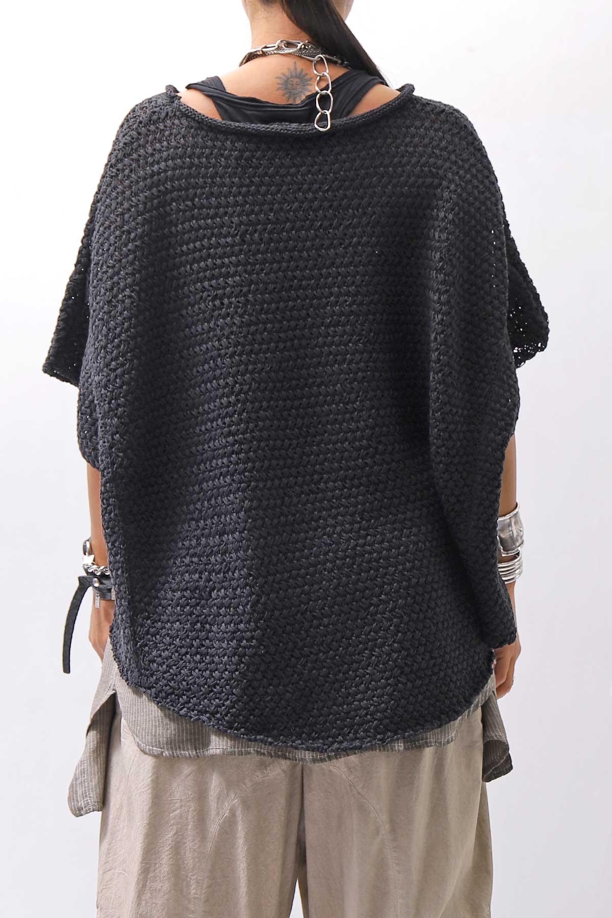 【RUNDHOLZ】 COTTON MESH KNIT TOPS _BLACK