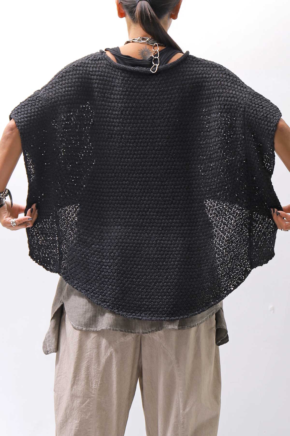 【RUNDHOLZ】 COTTON MESH KNIT TOPS _BLACK