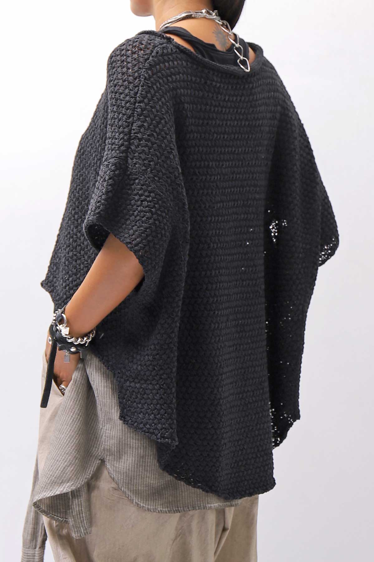 【RUNDHOLZ】 COTTON MESH KNIT TOPS _BLACK