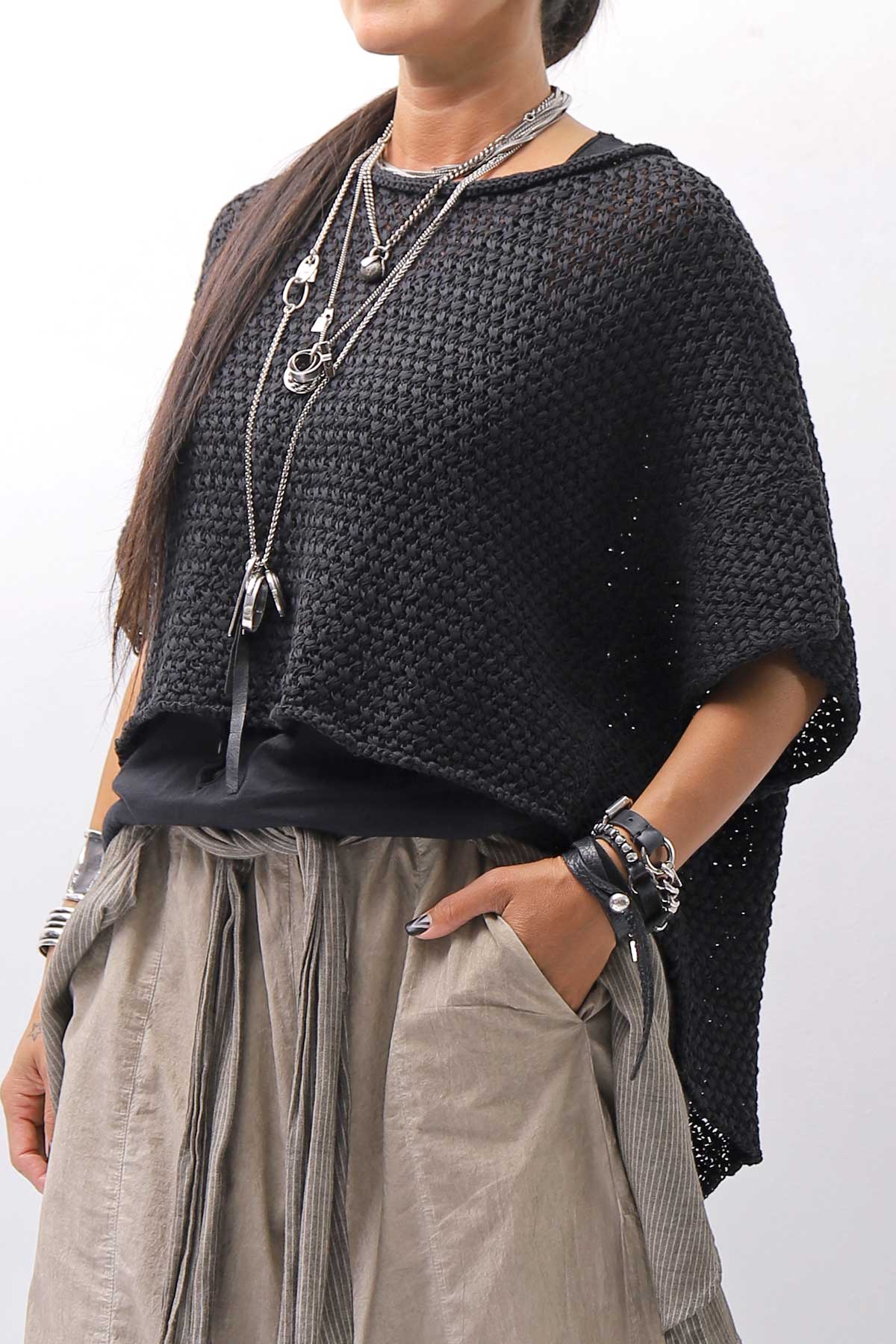 【RUNDHOLZ】 COTTON MESH KNIT TOPS _BLACK