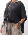 【RUNDHOLZ】 COTTON MESH KNIT TOPS _BLACK