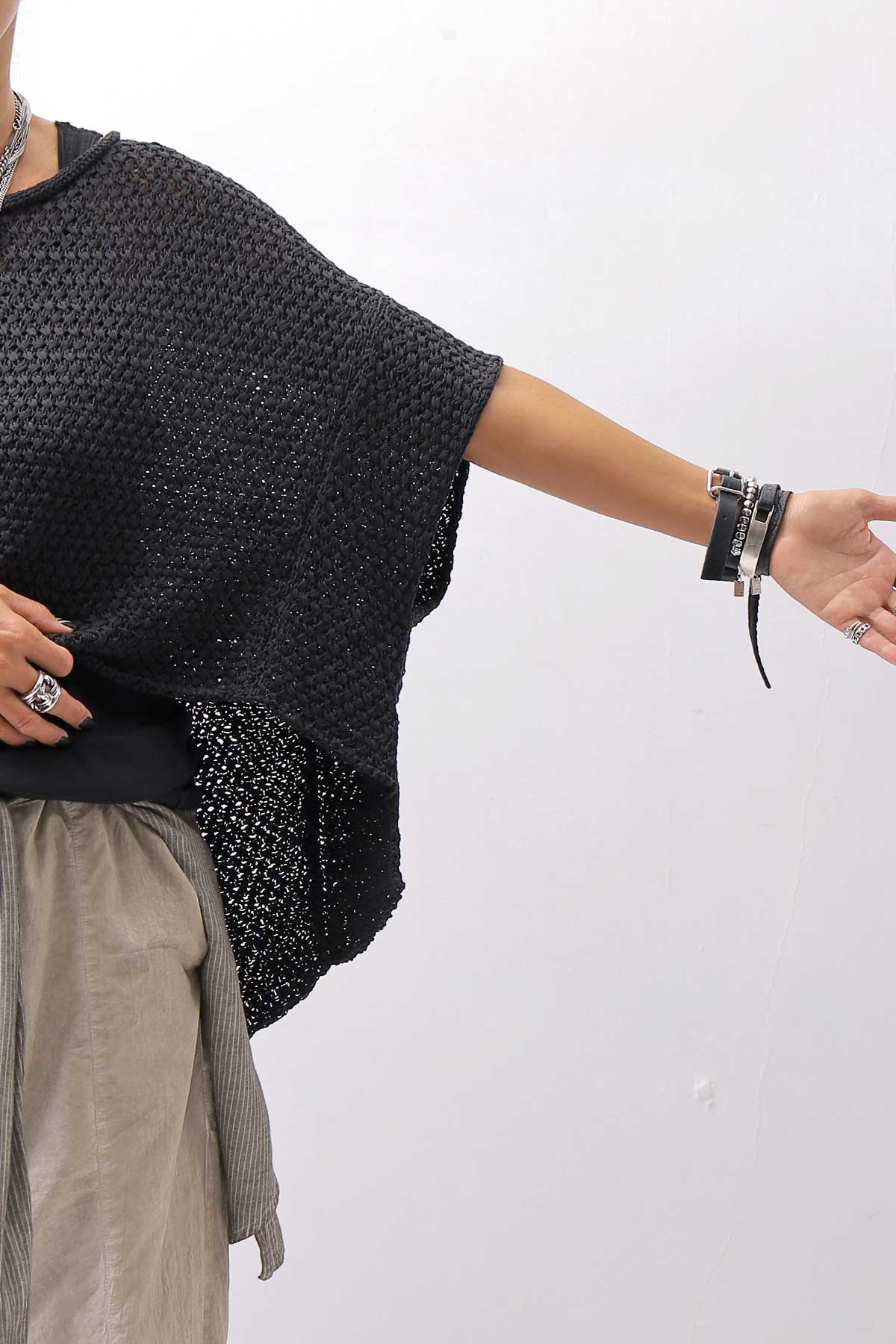 【RUNDHOLZ】 COTTON MESH KNIT TOPS _BLACK