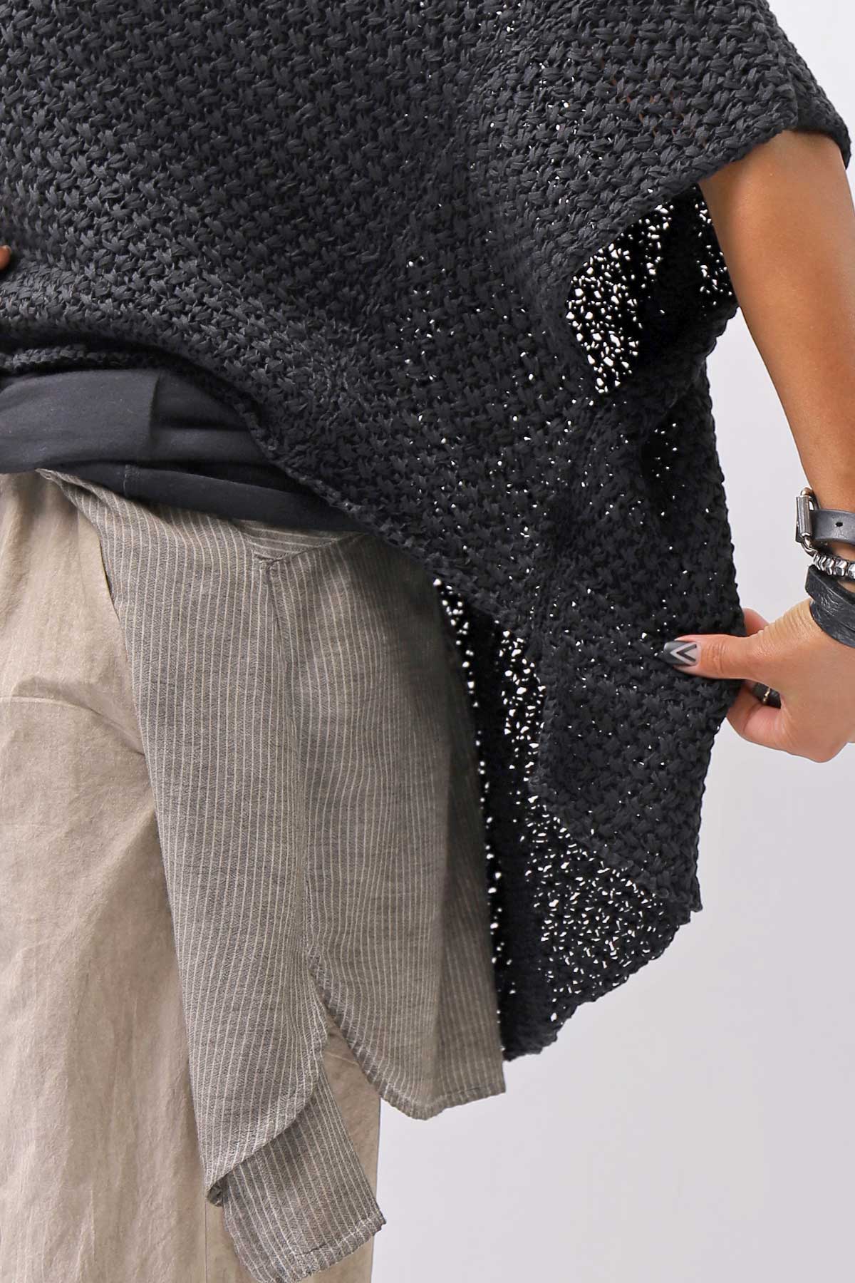 【RUNDHOLZ】 COTTON MESH KNIT TOPS _BLACK