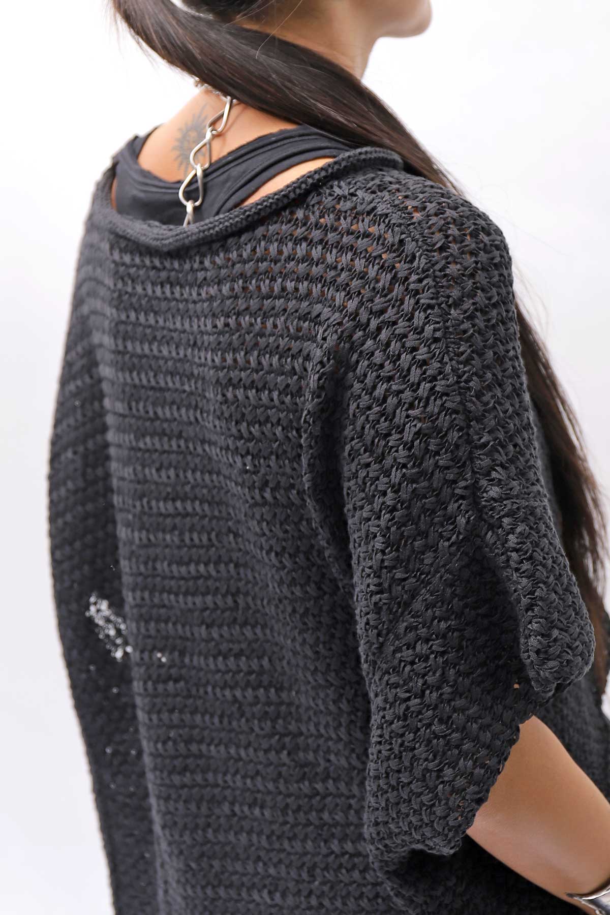 【RUNDHOLZ】 COTTON MESH KNIT TOPS _BLACK