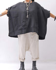 【RUNDHOLZ】 UNISEX OVERSIZED LINEN TOPS _BLACK