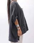 【RUNDHOLZ】 UNISEX OVERSIZED LINEN TOPS _BLACK