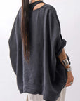 【RUNDHOLZ】 UNISEX OVERSIZED LINEN TOPS _BLACK