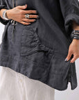 【RUNDHOLZ】 UNISEX OVERSIZED LINEN TOPS _BLACK