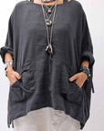 【RUNDHOLZ】 UNISEX OVERSIZED LINEN TOPS _BLACK