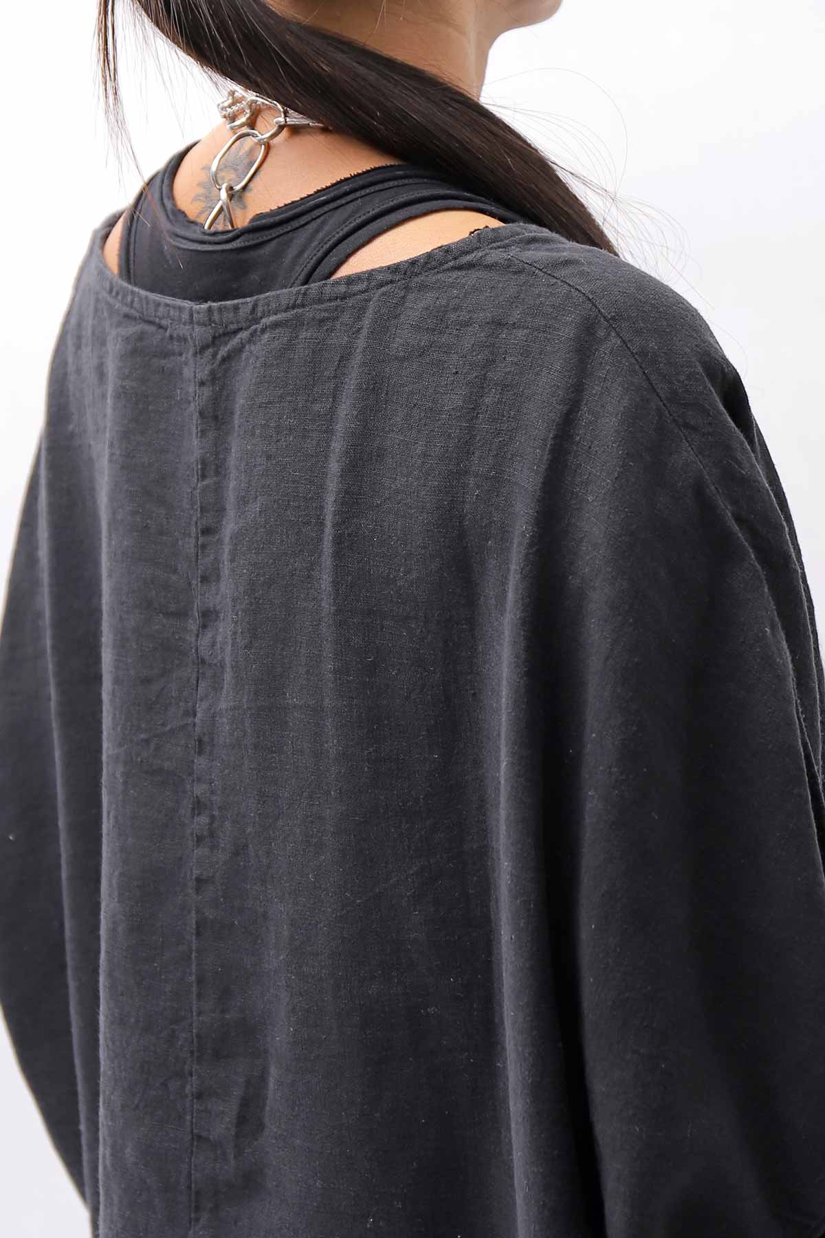 【RUNDHOLZ】 UNISEX OVERSIZED LINEN TOPS _BLACK