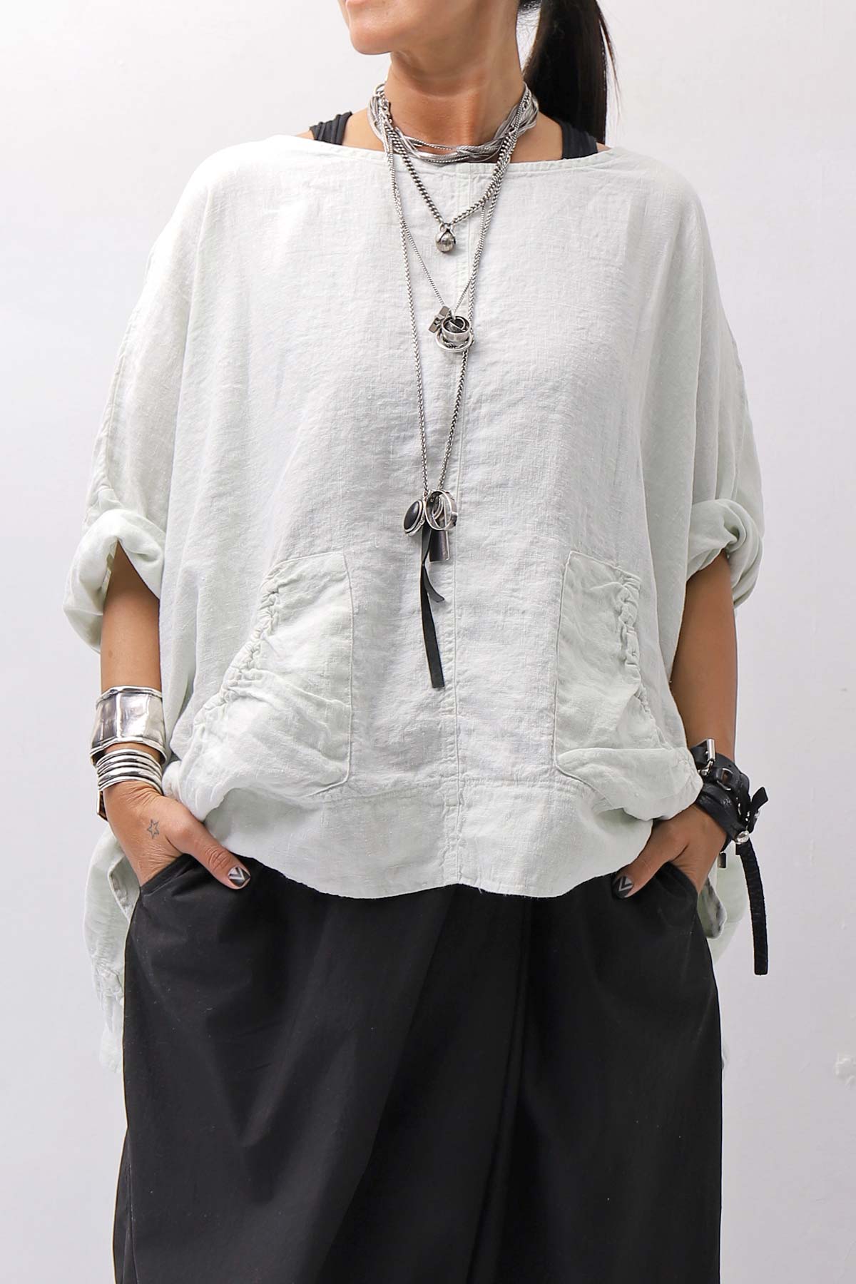 【RUNDHOLZ】 UNISEX OVERSIZED LINEN TOPS _SALINA