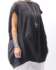 【PLÜ】 PLU ICON PATCH COTTON RIB BACK DRAPE TOP 5047_BLACK