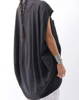 【PLÜ】 PLU ICON PATCH COTTON RIB BACK DRAPE TOP 5047_BLACK
