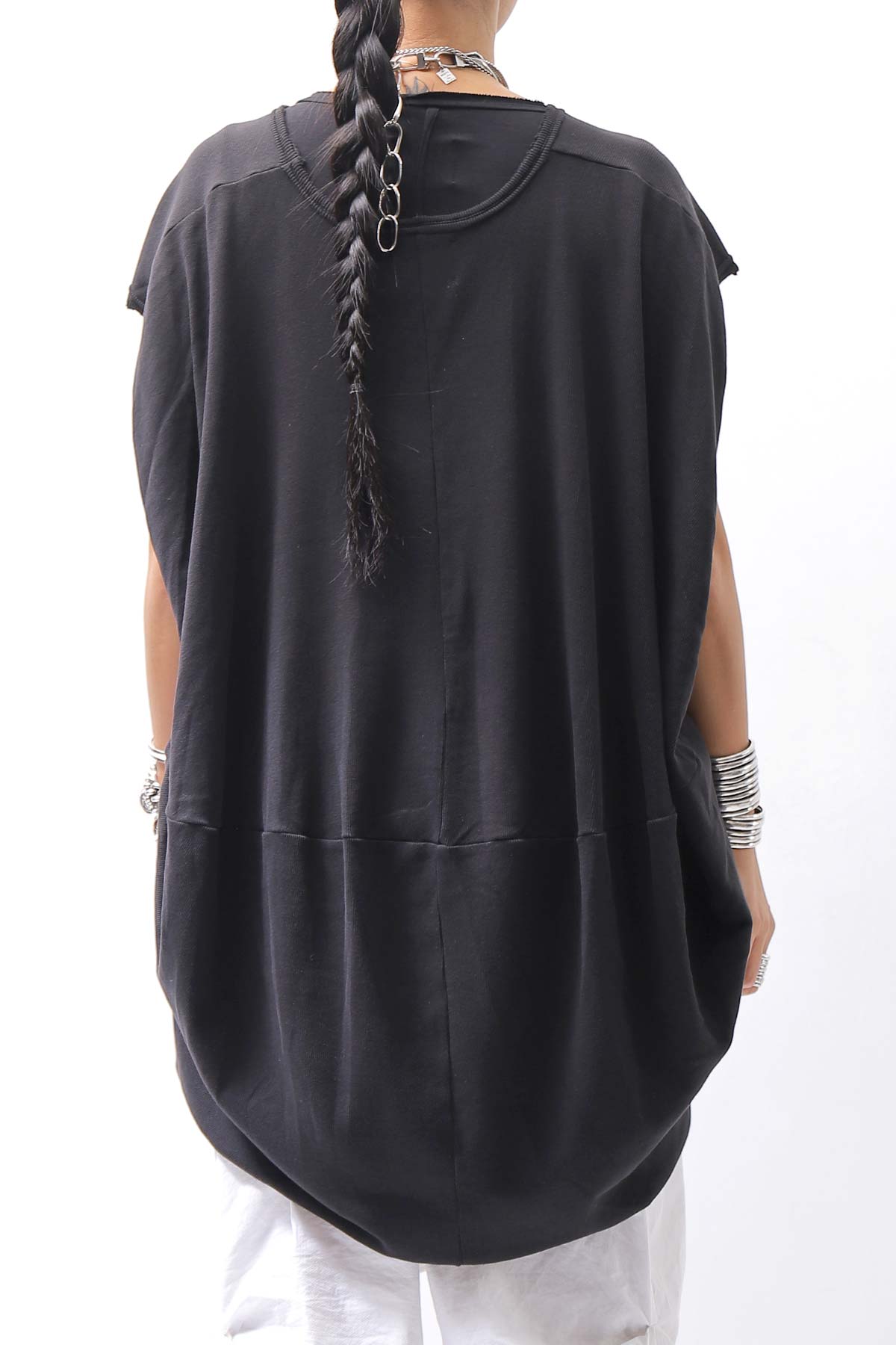 【PLÜ】 PLU ICON PATCH COTTON RIB BACK DRAPE TOP 5047_BLACK