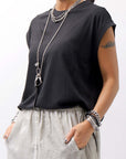 【thom/krom】 COTTON&MODAL FRENCH SLEEVE TOP WTS510_BLACK