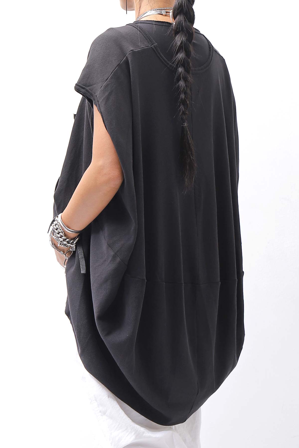 【PLÜ】 PLU ICON PATCH COTTON RIB BACK DRAPE TOP 5047_BLACK