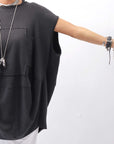 【PLÜ】 PLU ICON PATCH COTTON RIB BACK DRAPE TOP 5047_BLACK