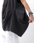 【PLÜ】 PLU ICON PATCH COTTON RIB BACK DRAPE TOP 5047_BLACK