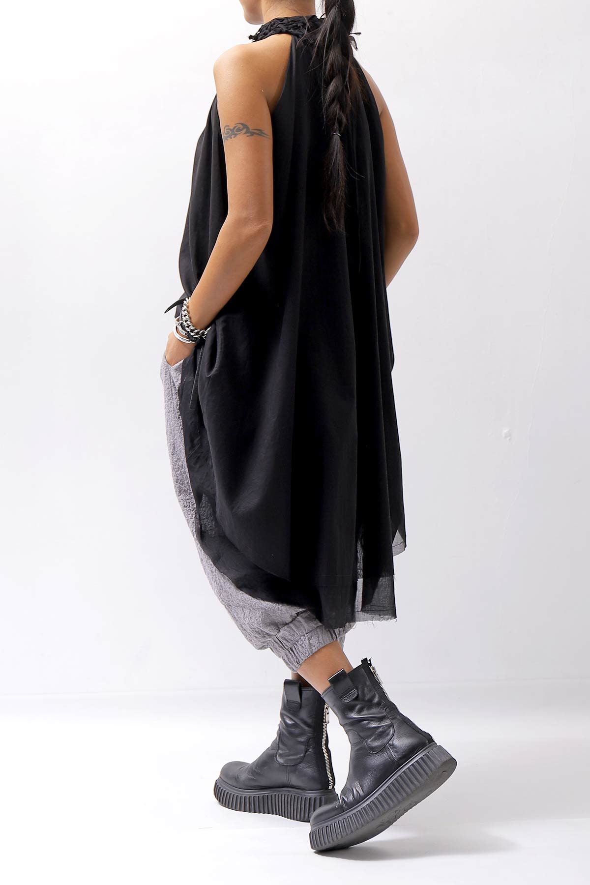 【studio b3】 ASYMMETRY COTTON LAYERED TOP BZB1670_BLACK