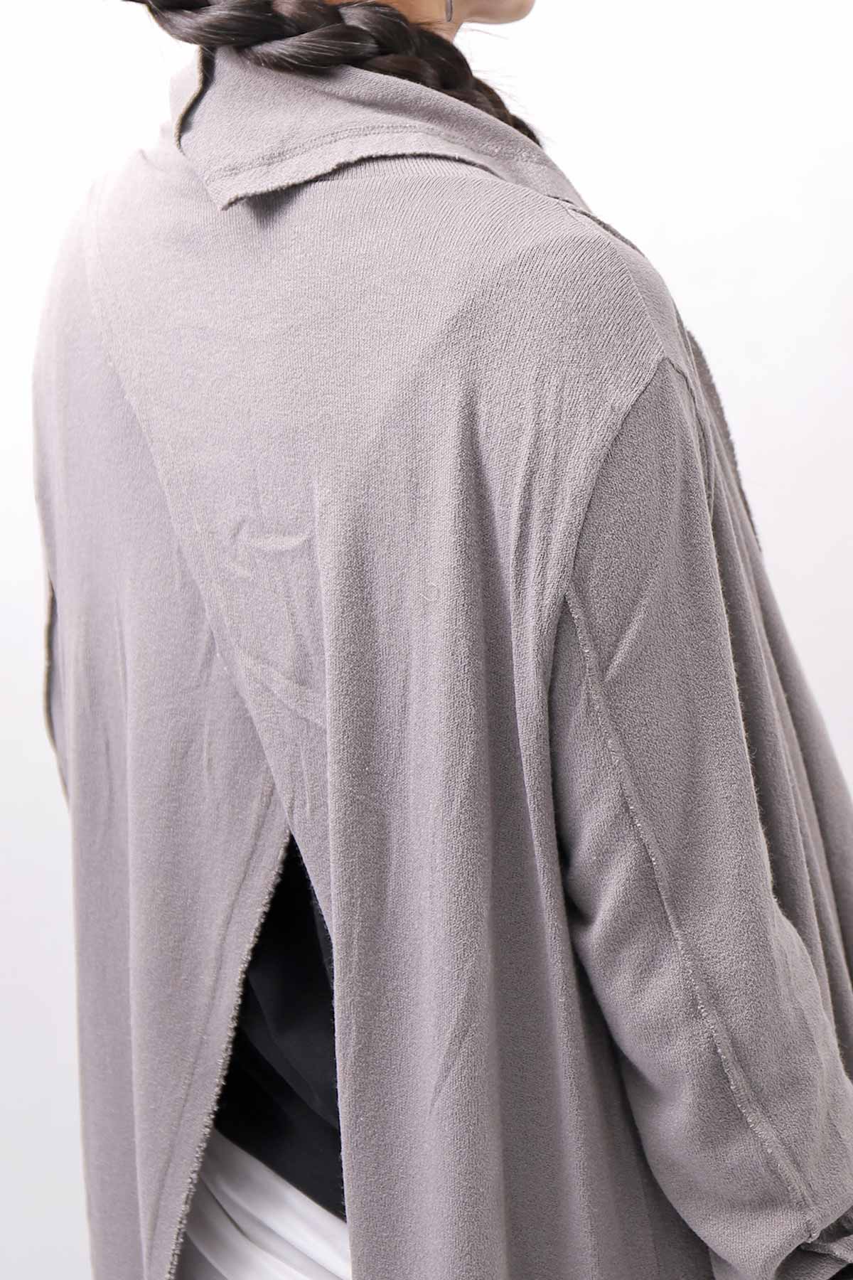 【NOSTRASANTISSIMA】 ASYMMETRY BACK CROSS CARDIGAN TS24_FUJI GREY