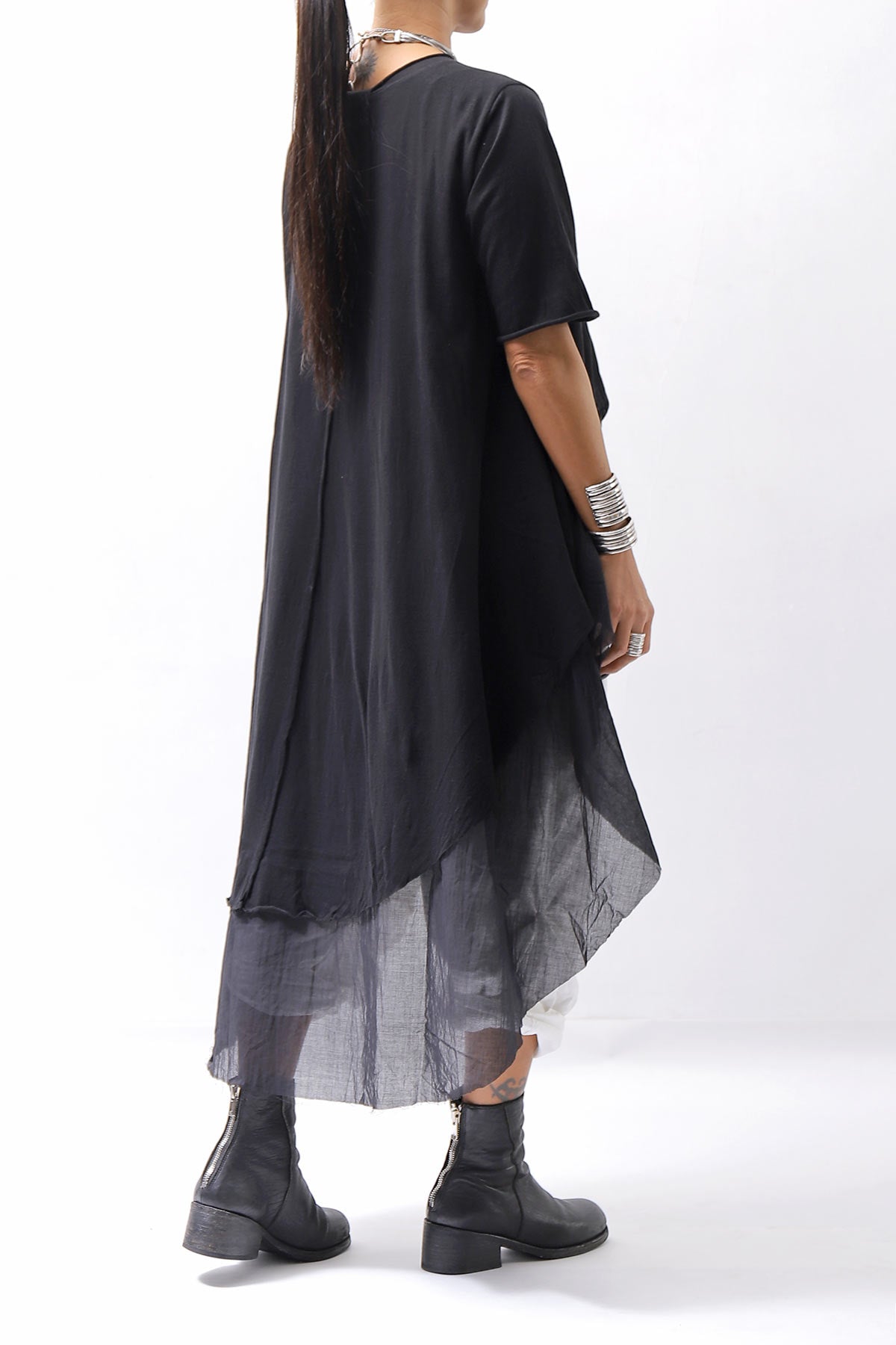 【studio b3】 COTTON LAYERED BACK LONG TOP MPB1822_BLACK