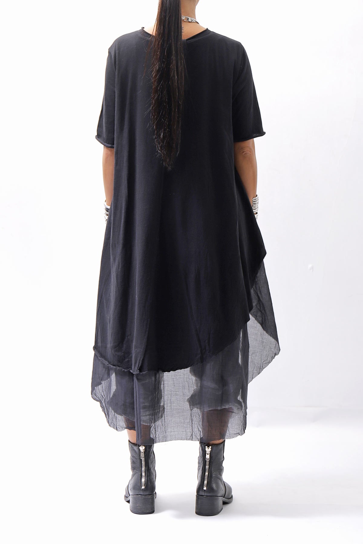 【studio b3】 COTTON LAYERED BACK LONG TOP MPB1822_BLACK